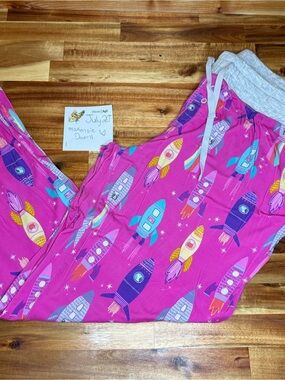 Little Sleepies Pink Rocket-Print Jogger Pants